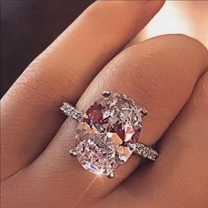 3ct Oval White Sapphire & Sterling Silver Ring